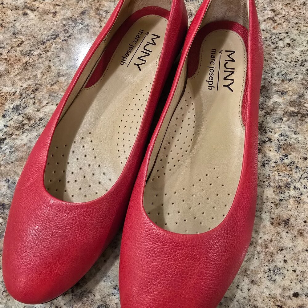 MJNY by Marc Joseph Beddford St Red Leather Flats size 8